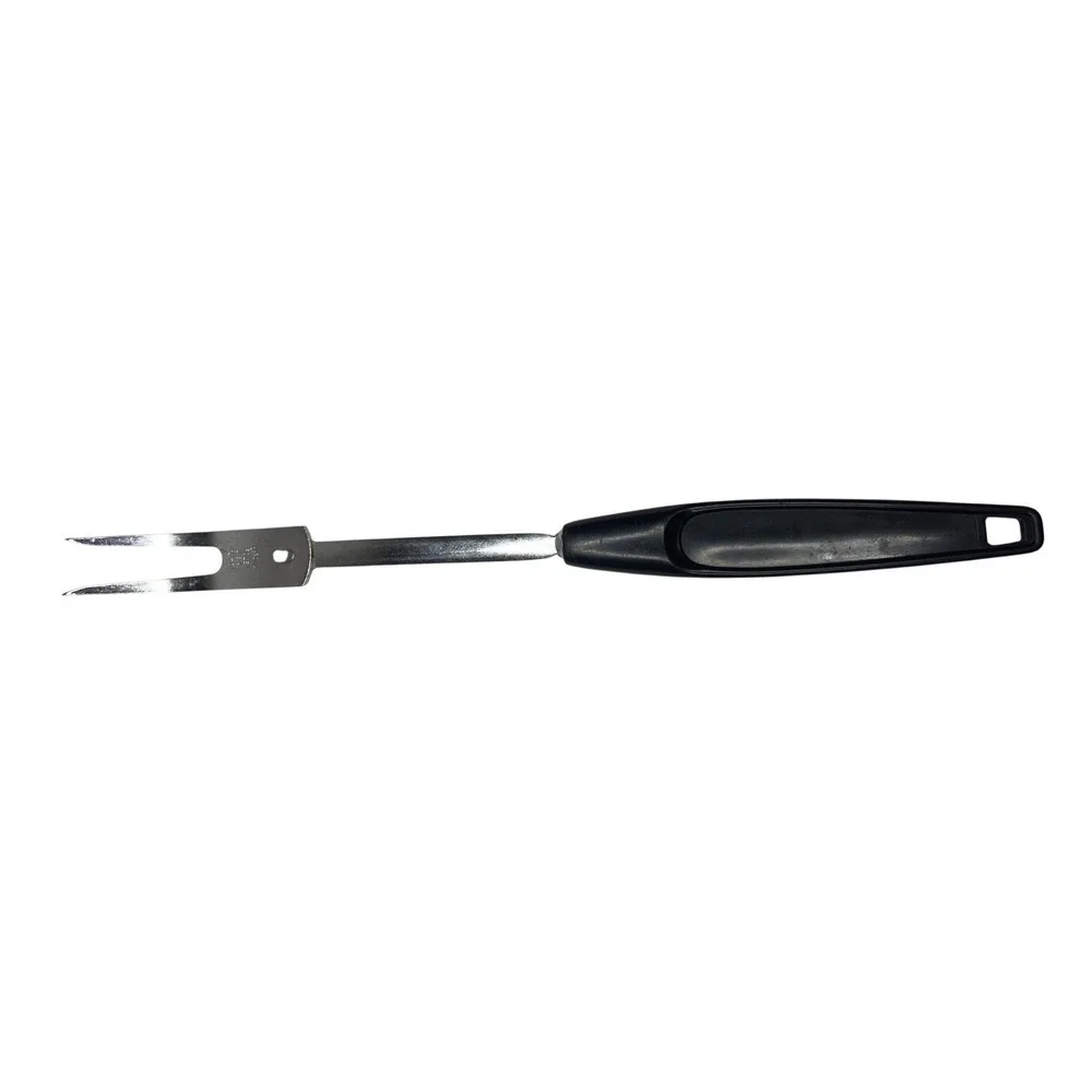 Vintage Foley USA Chrome Plated Meat Carving Fork Black Handle 10.5‎ Inch